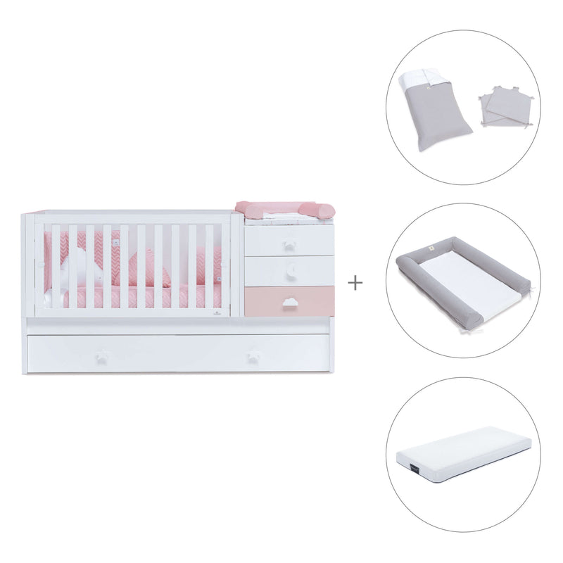 Convertível 70x140 cm com cama extra/gavetas em rosa · Sero Bubble K554-M7742