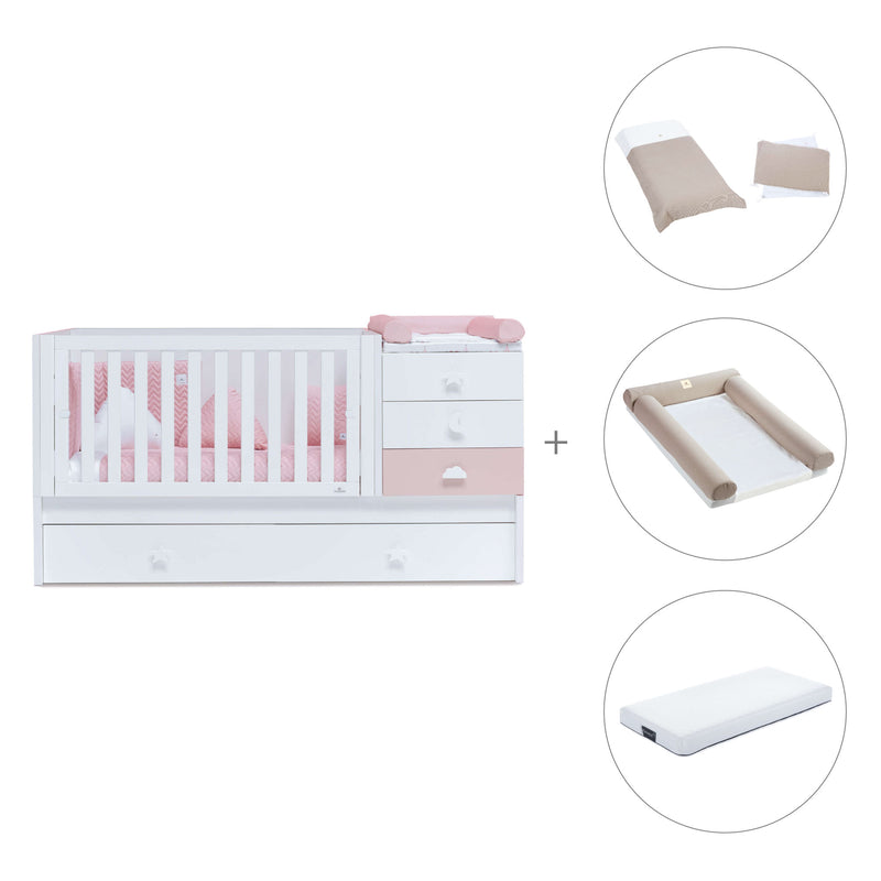 Convertível 70x140 cm com cama extra/gavetas em rosa · Sero Bubble K554-M7742