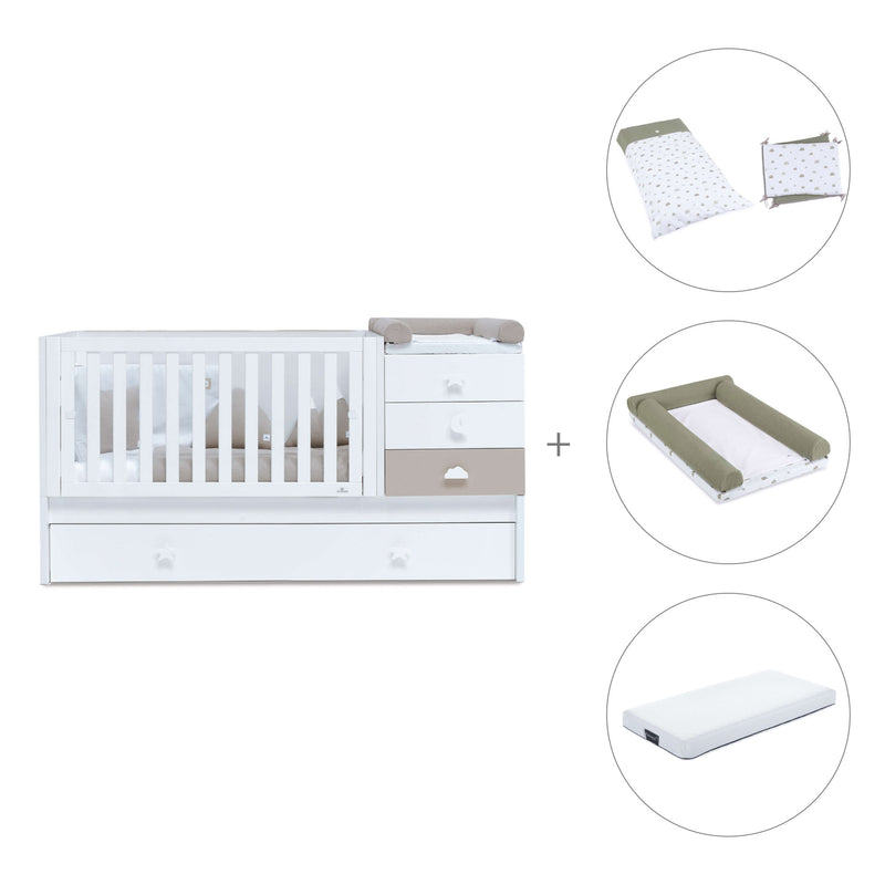 White/beige convertible crib with drawers/trundle bed · Sero Bubble K554-M7753