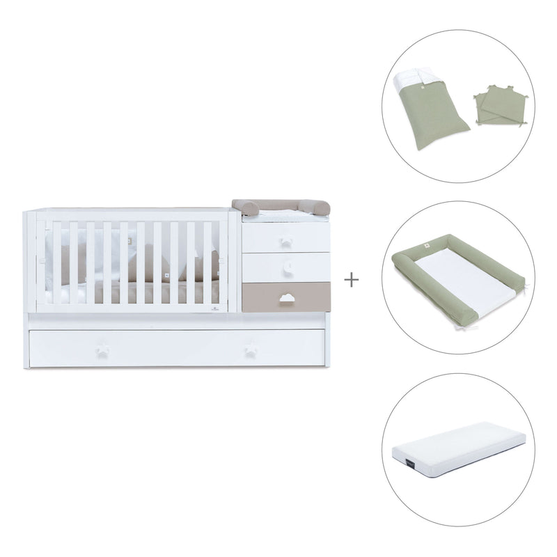 Lit évolutif 70x140 cm avec lit/tiroirs gigogne en blanc/beige · Sero Bubble K554-M7753