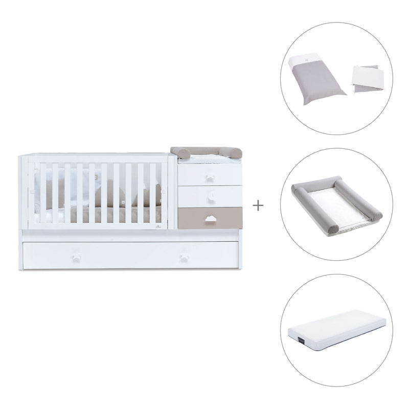 White/beige convertible crib with drawers/trundle bed · Sero Bubble K554-M7753