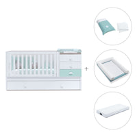 White/mint convertible crib with drawers/trundle bed · Sero Bubble K554-M7755