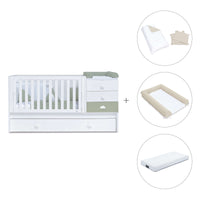 Verwandelbares Babybett 70x140 cm weiss/olivgrün · Sero Bubble Erba K554-M7756