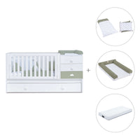 Verwandelbares Babybett 70x140 cm weiss/olivgrün · Sero Bubble Erba K554-M7756