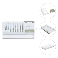 Verwandelbares Babybett 70x140 cm weiss/olivgrün · Sero Bubble Erba K554-M7756