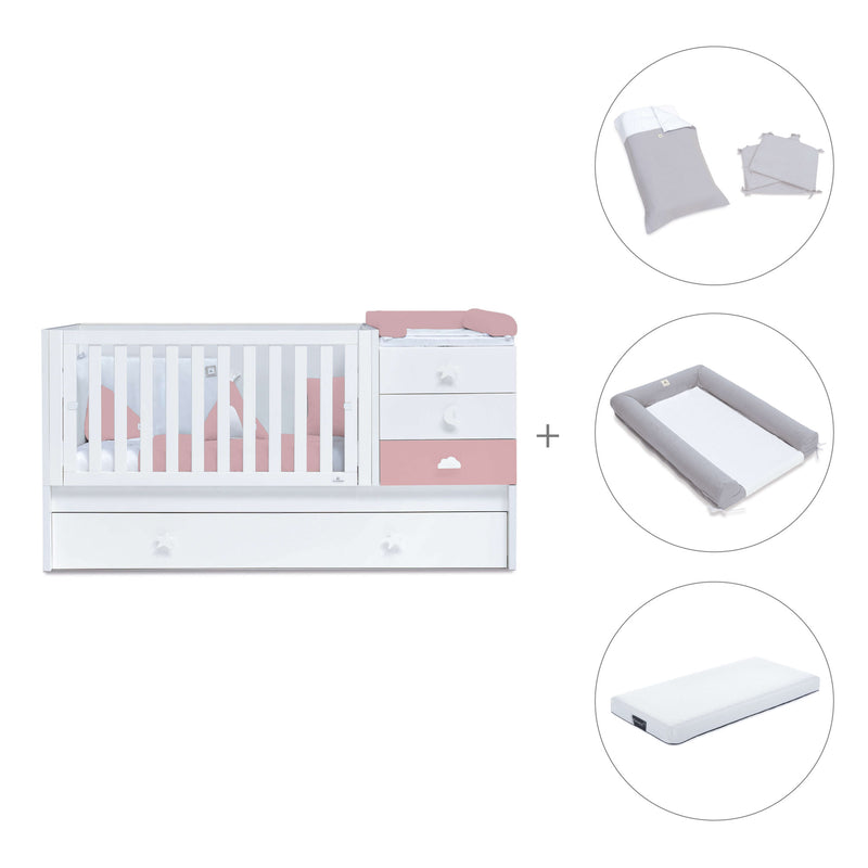 Verwandelbares Babybett 70x140 cm weiss/rosa · Sero Bubble Quarzo K554-M7759