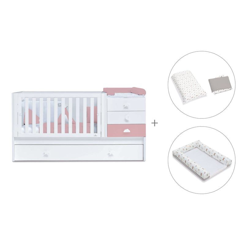 Verwandelbares Babybett 70x140 cm weiss/rosa · Sero Bubble Quarzo K554-M7759