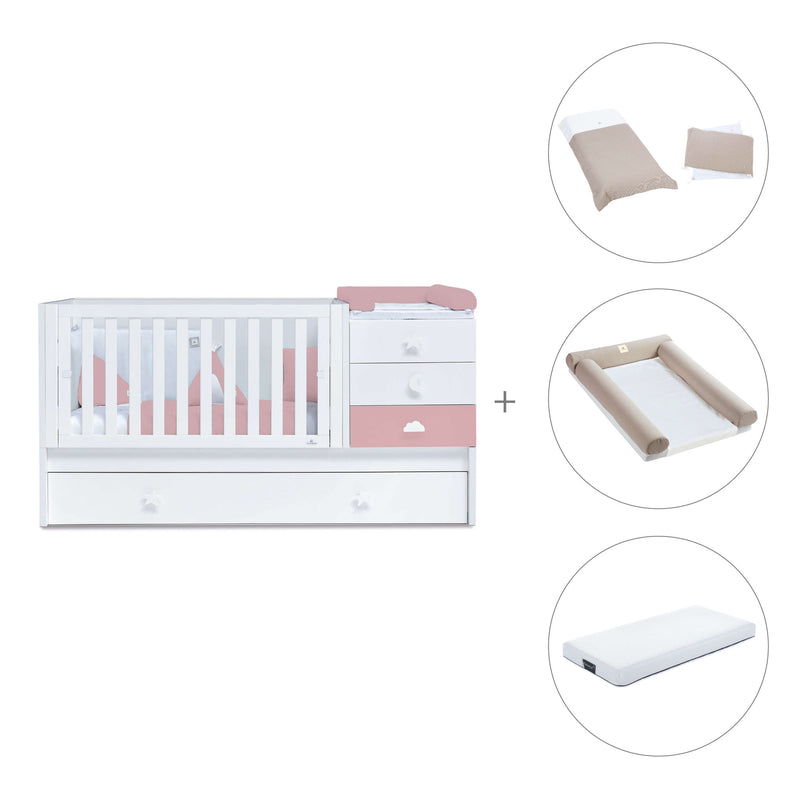 Verwandelbares Babybett 70x140 cm weiss/rosa · Sero Bubble Quarzo K554-M7759