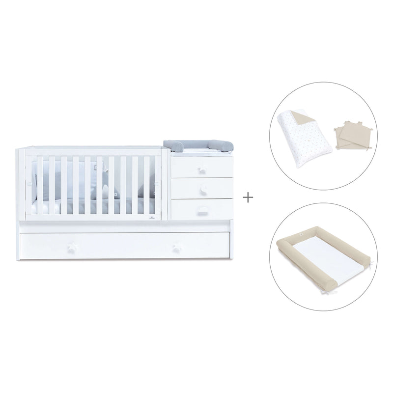 Convertível 70x140 cm com cama extra/gavetas em branco · Sero Bubble K554