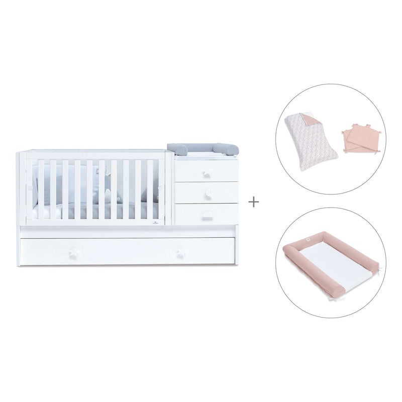 Convertível 70x140 cm com cama extra/gavetas em branco · Sero Bubble K554