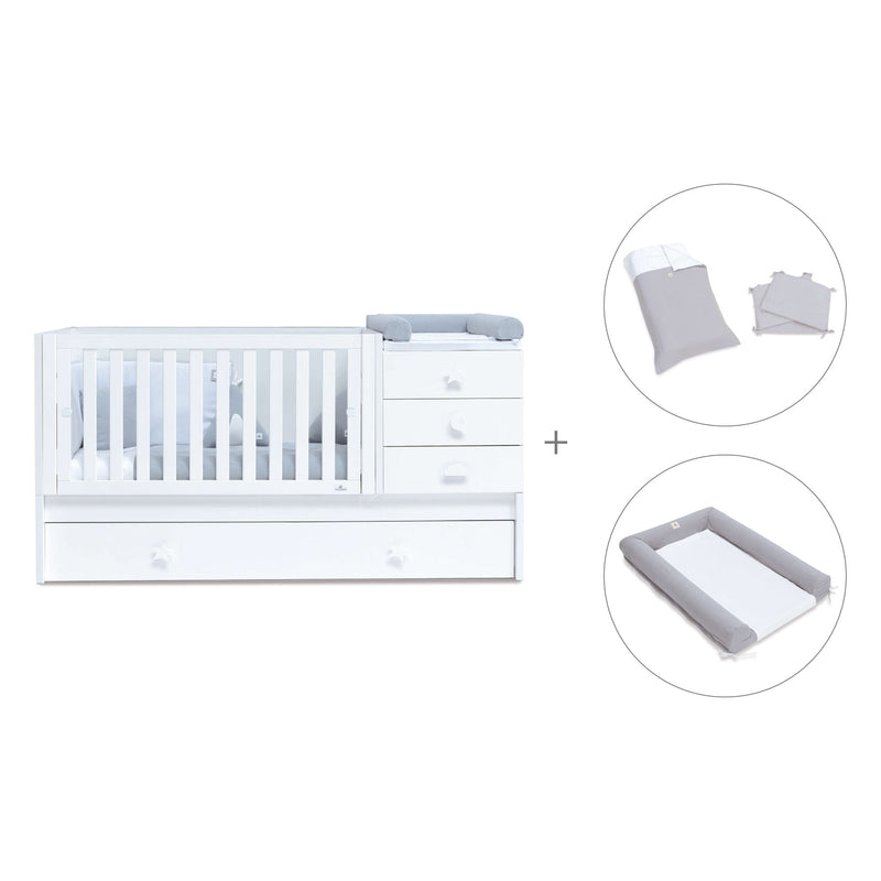 Convertível 70x140 cm com cama extra/gavetas em branco · Sero Bubble K554