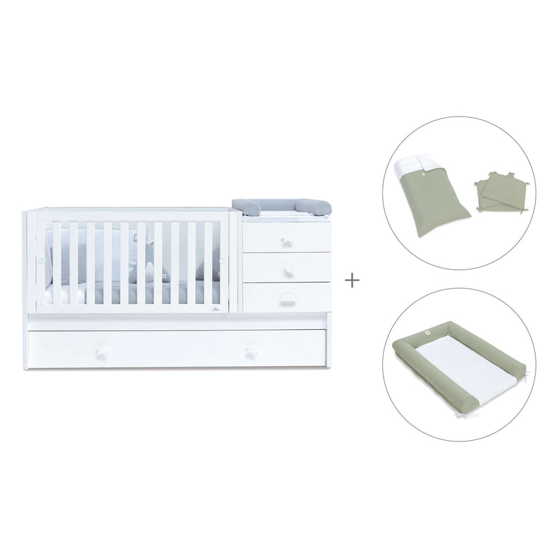 Convertível 70x140 cm com cama extra/gavetas em branco · Sero Bubble K554