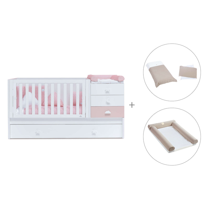 Convertível 70x140 cm com cama extra/gavetas em rosa · Sero Bubble K554-M7742