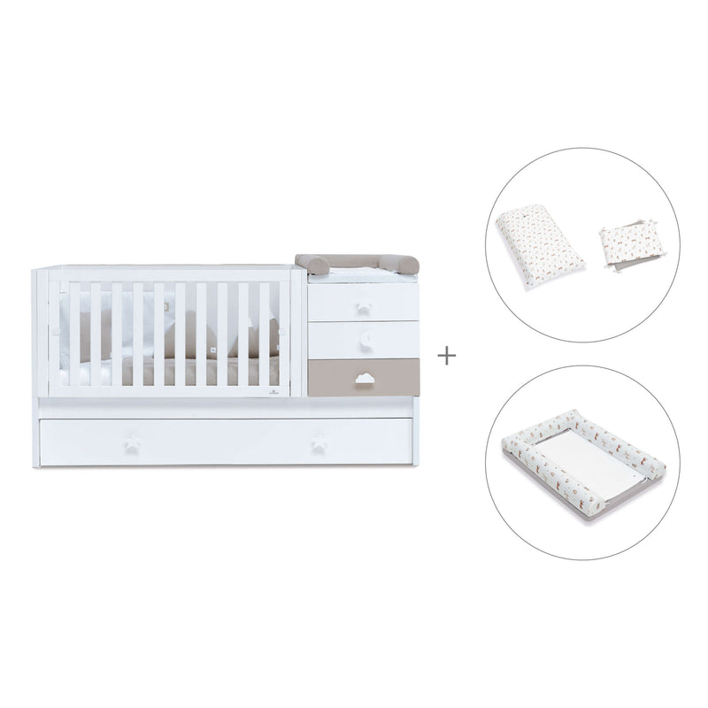 White/beige convertible crib with drawers/trundle bed · Sero Bubble K554-M7753