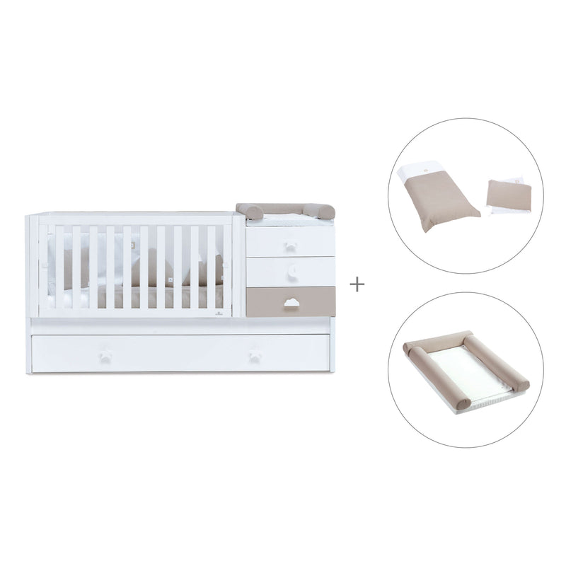 White/beige convertible crib with drawers/trundle bed · Sero Bubble K554-M7753