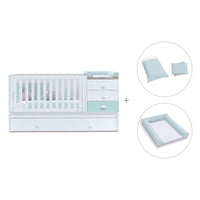 White/mint convertible crib with drawers/trundle bed · Sero Bubble K554-M7755