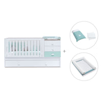 White/mint convertible crib with drawers/trundle bed · Sero Bubble K554-M7755