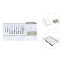 Verwandelbares Babybett 70x140 cm weiss/olivgrün · Sero Bubble Erba K554-M7756