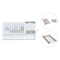 Verwandelbares Babybett 70x140 cm weiss/olivgrün · Sero Bubble Erba K554-M7756