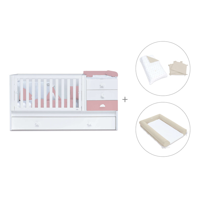 Verwandelbares Babybett 70x140 cm weiss/rosa · Sero Bubble Quarzo K554-M7759