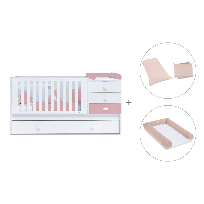 Verwandelbares Babybett 70x140 cm weiss/rosa · Sero Bubble Quarzo K554-M7759