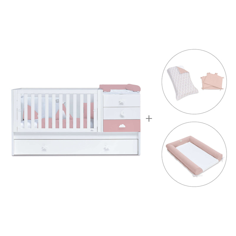 Verwandelbares Babybett 70x140 cm weiss/rosa · Sero Bubble Quarzo K554-M7759