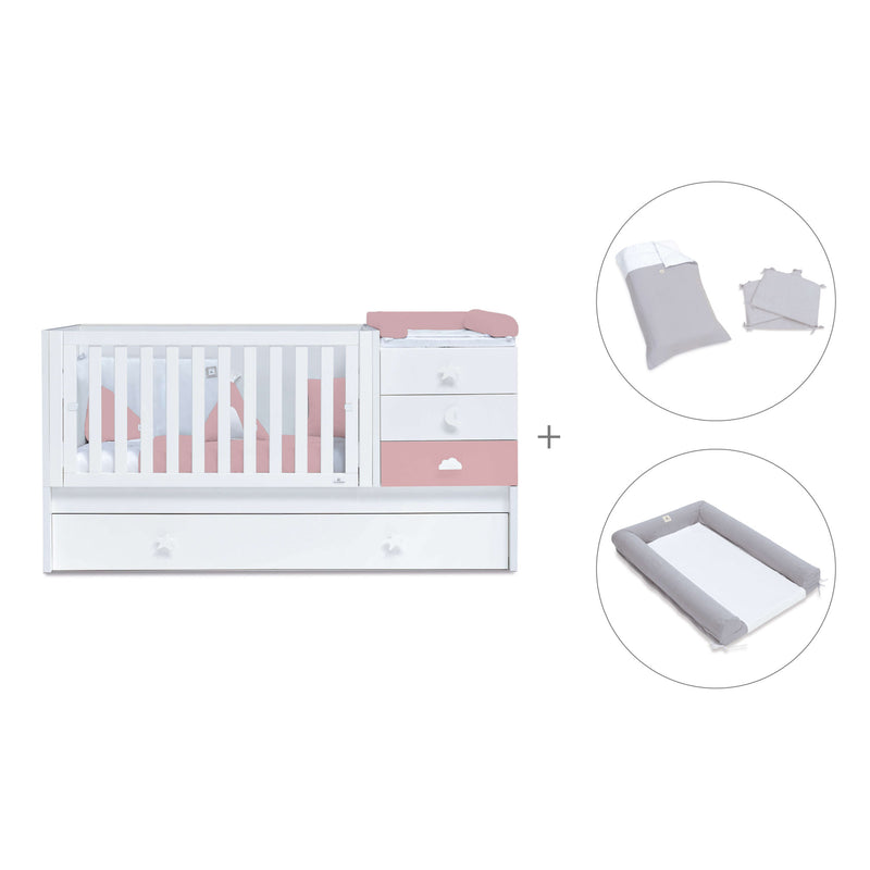 Verwandelbares Babybett 70x140 cm weiss/rosa · Sero Bubble Quarzo K554-M7759