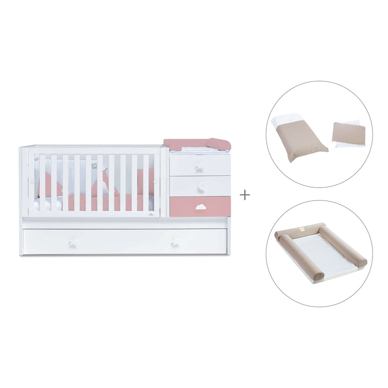 Verwandelbares Babybett 70x140 cm weiss/rosa · Sero Bubble Quarzo K554-M7759