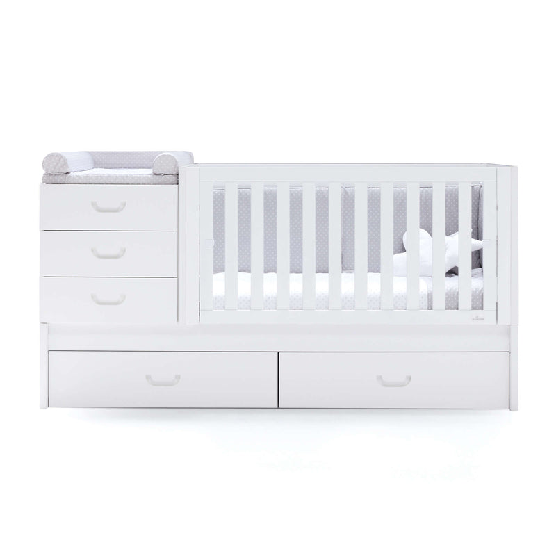 Lit bébé évolutif 70x140 cm avec lit ou tiroirs gigogne en blanc · Sero Joy K559-M7700