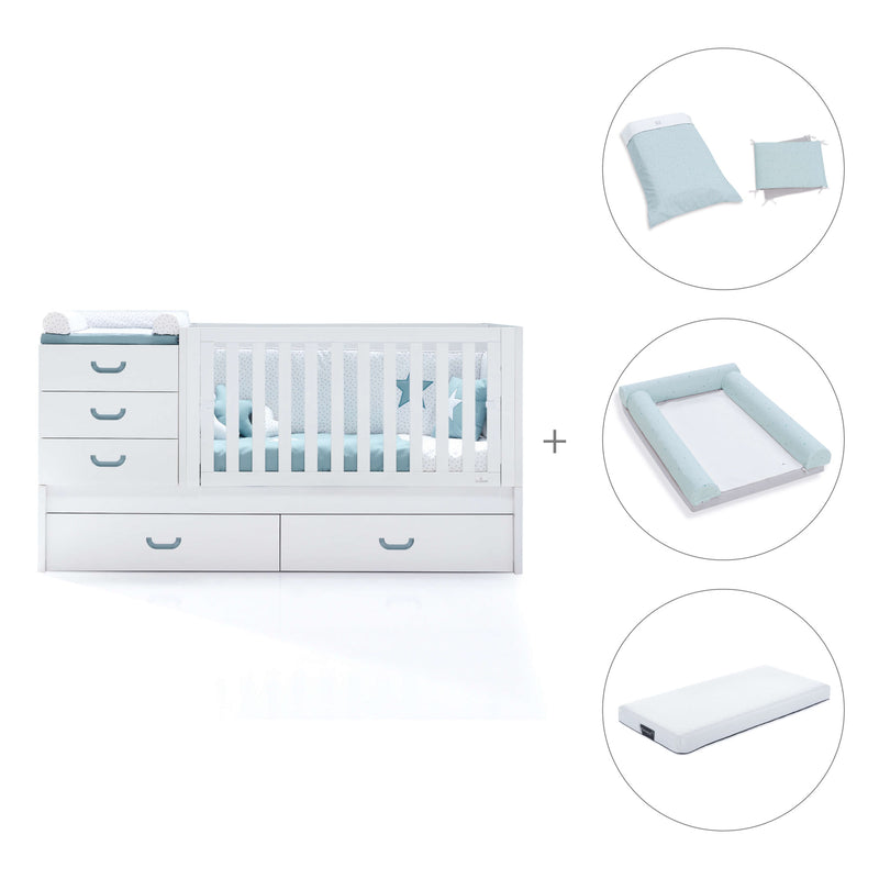 Turquoise convertible crib with trundle bed/drawers · Sero Joy K559-M7781