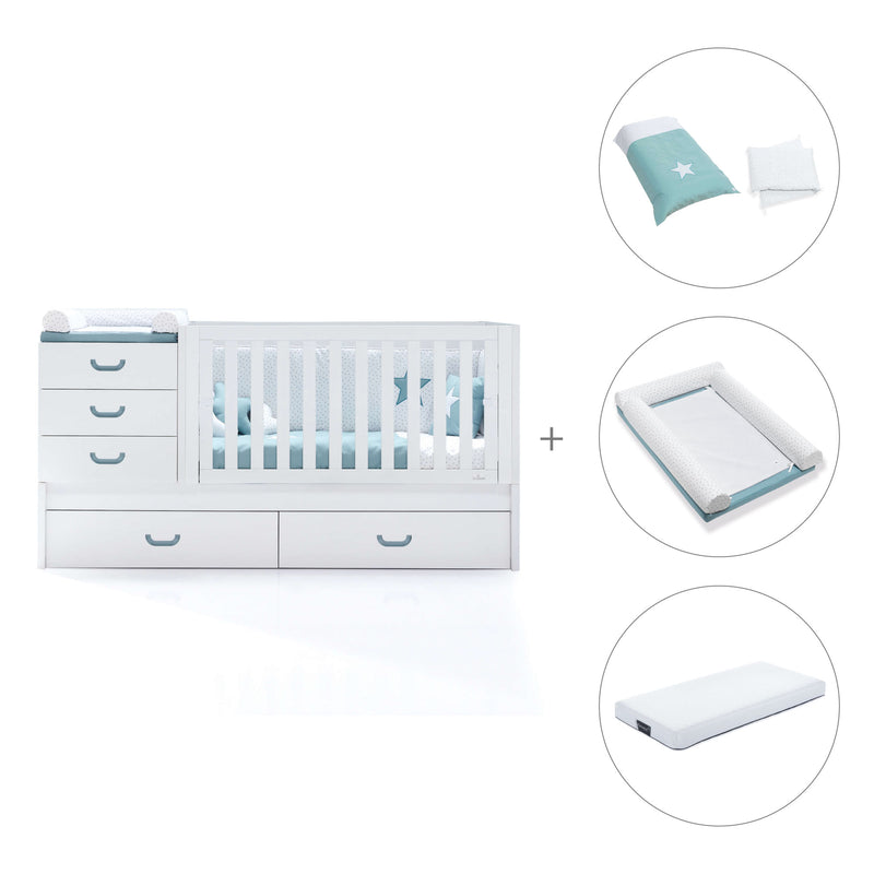 Turquoise convertible crib with trundle bed/drawers · Sero Joy K559-M7781