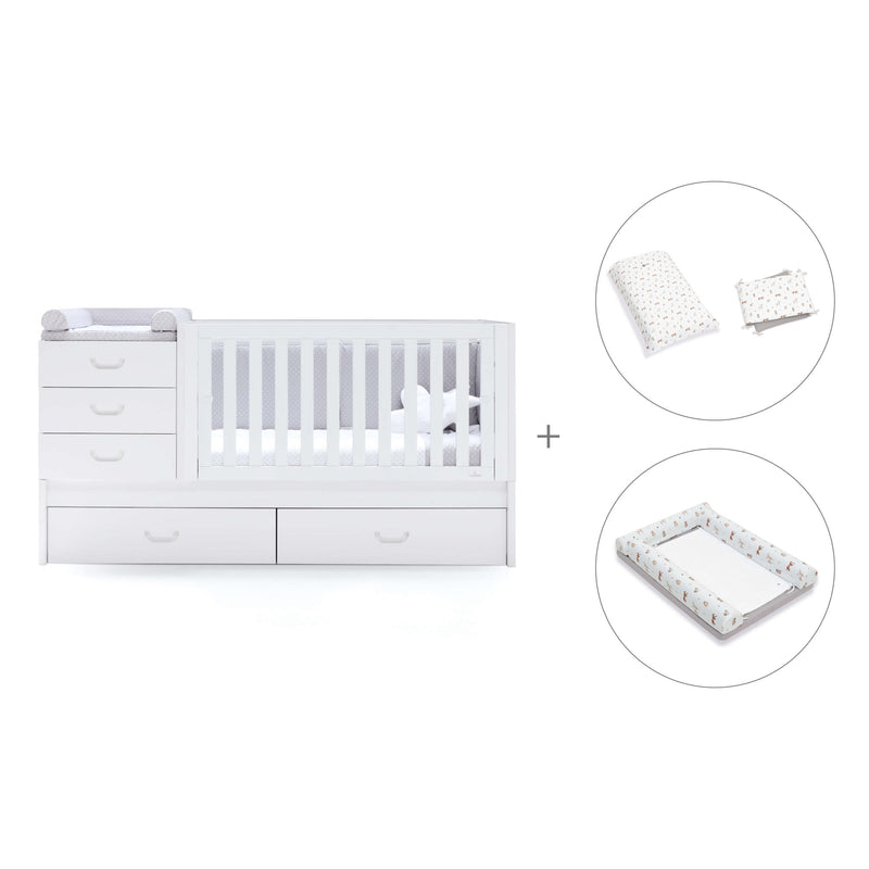 Lit bébé évolutif 70x140 cm avec lit ou tiroirs gigogne en blanc · Sero Joy K559-M7700
