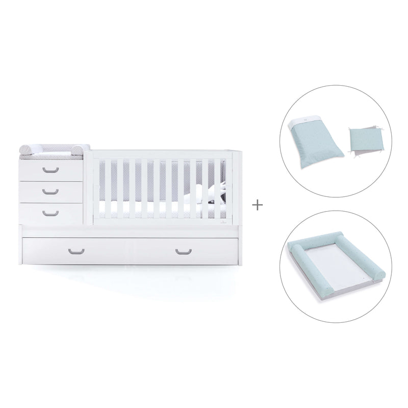 Grey convertible crib with trundle bed/drawers · Sero Joy K559-M7778