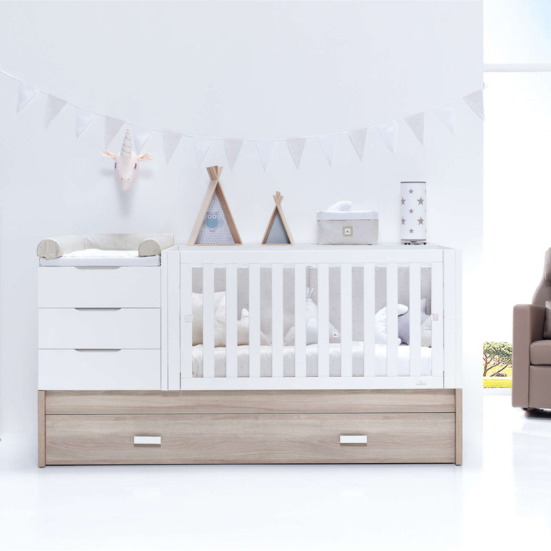 Convertible crib with drawers/trundle bed 70x140 cm wood/white · Sero Loft K547-M9477