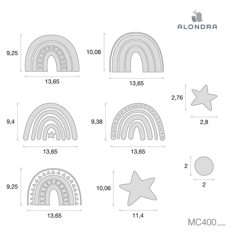 Wandsticker kleine Regenbögen mit Sternen · Mondo Arcobaleno MC400