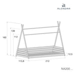 Estructura cama Montessori 90x200 cm en forma de cabaña madera · NA200M-M6012