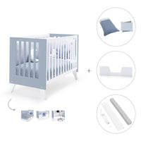 Co-sleeping cot 60x120 cm (4in1) white/blue · Nexo Due Blu denim