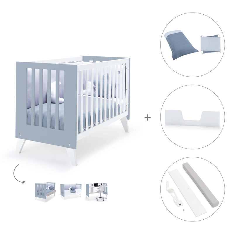 Co-sleeping cot 60x120 cm (4in1) white/blue · Nexo Due Blu denim