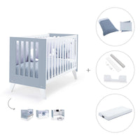 Co-sleeping cot 60x120 cm (4in1) white/blue · Nexo Due Blu denim