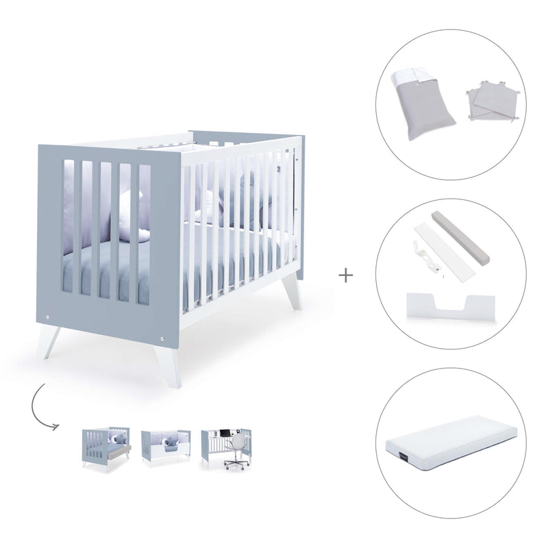 Co-sleeping cot 60x120 cm (4in1) white/blue · Nexo Due Blu denim