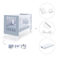 Co-sleeping cot 60x120 cm (4in1) white/blue · Nexo Due Blu denim