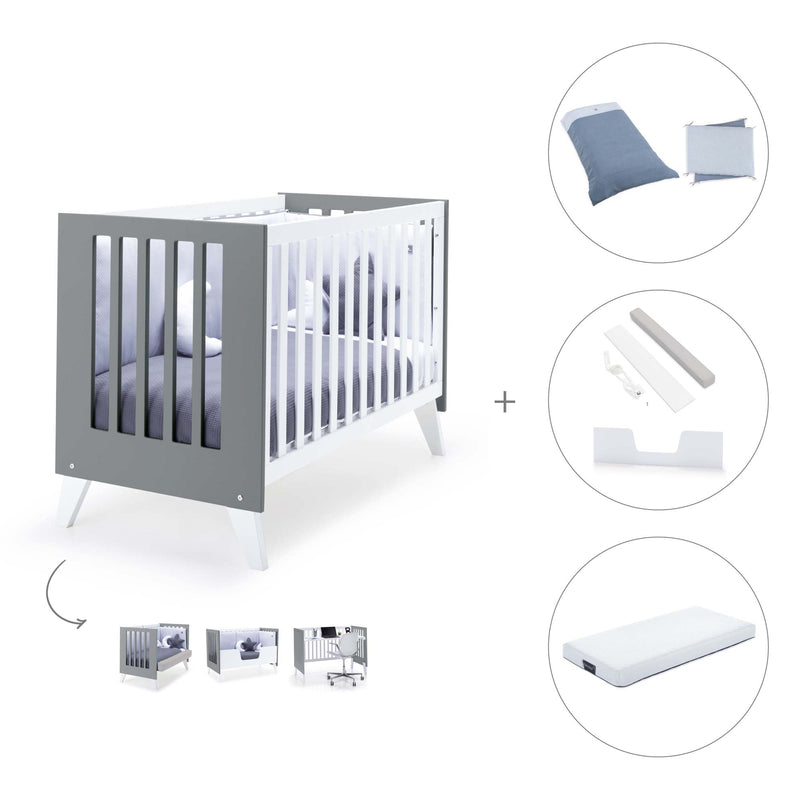 Beistellbett 60x120 cm (4in1) weiss/anthrazit · Nexo Due Antracita