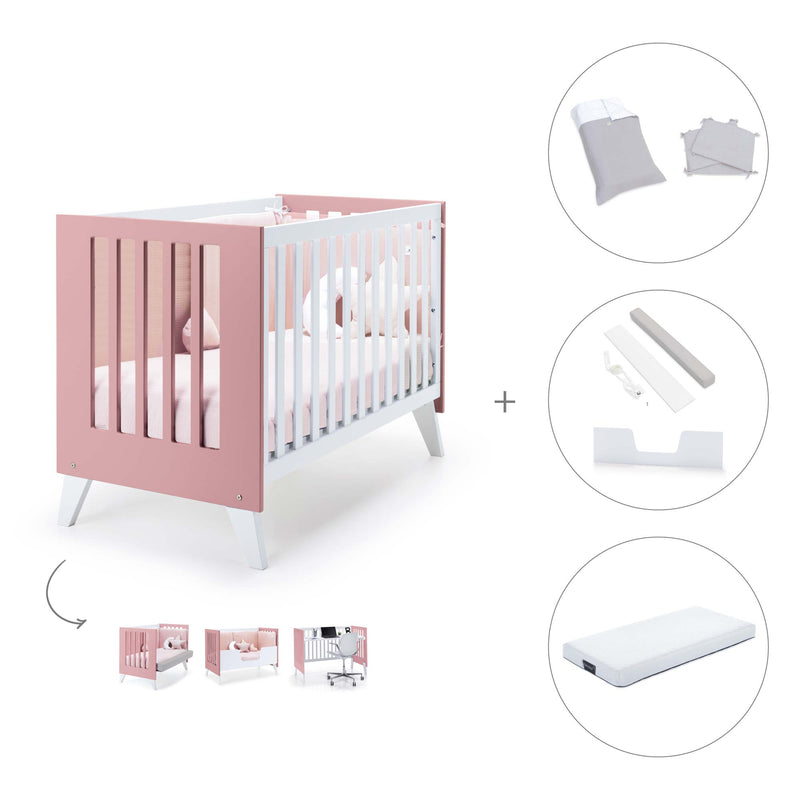 Berço co-sleeping 60x120 cm (4em1) rosa · Nexo Due Quarzo
