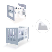 Mini berço e berço todo en uno (7em1) branco/azul · Nexo Tre Blu denim