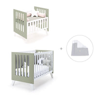 Berceau et lit bébé tout en un (7en1) blanc/vert-olive · Nexo Tre Erba