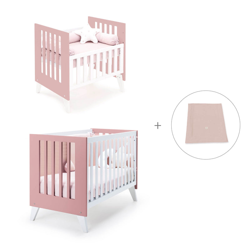 Berceau et lit bébé tout en un (7en1) blanc/rose · Nexo Tre Quarzo