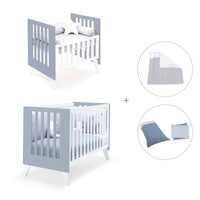 Mini berço e berço todo en uno (7em1) branco/azul · Nexo Tre Blu denim