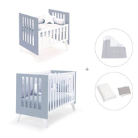 Mini berço e berço todo en uno (7em1) branco/azul · Nexo Tre Blu denim