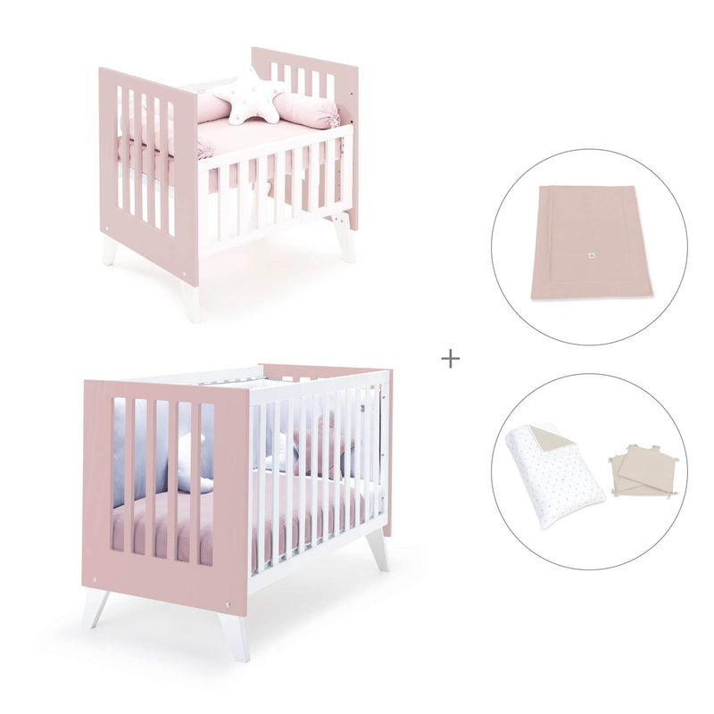 Berceau et lit bébé tout en un (7en1) blanc/rose clair · Nexo Tre Flamingo