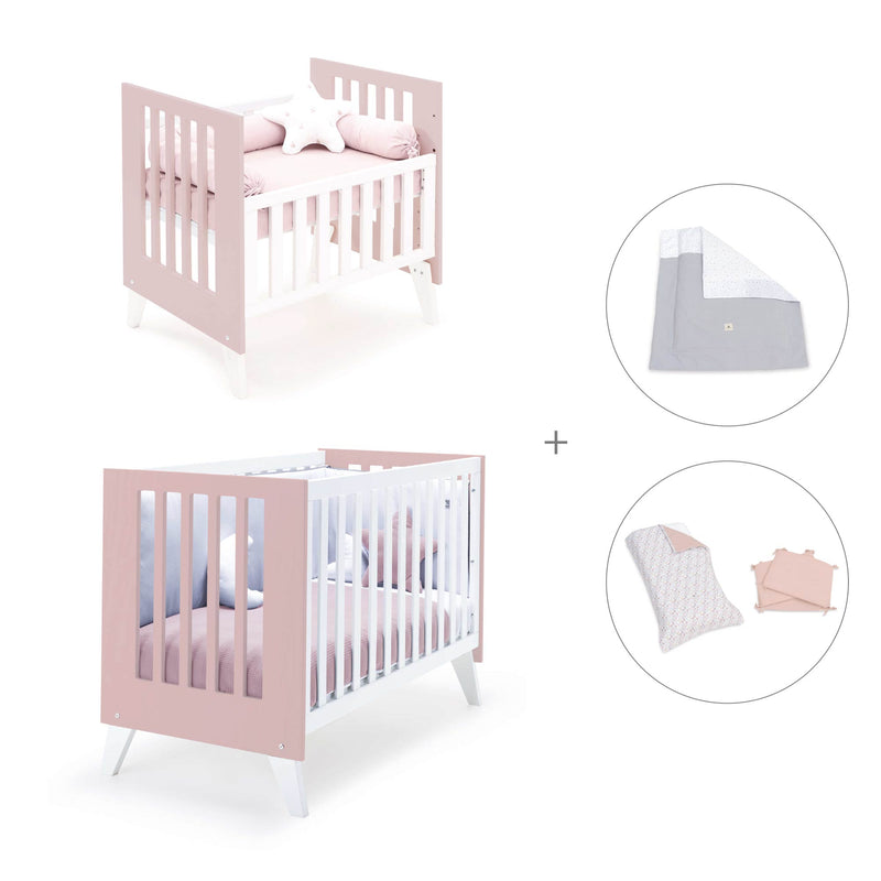 Berceau et lit bébé tout en un (7en1) blanc/rose clair · Nexo Tre Flamingo